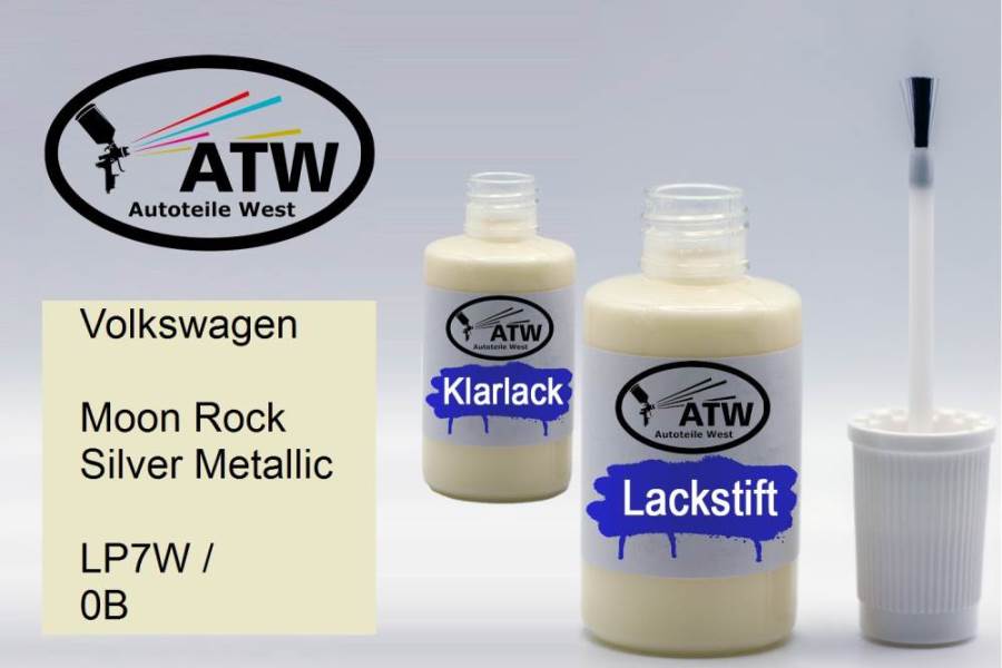 Volkswagen, Moon Rock Silver Metallic, LP7W / 0B: 20ml Lackstift + 20ml Klarlack - Set, von ATW Autoteile West.